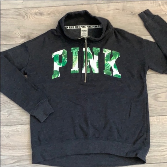 PINK Half Zip Pullover Sweatshirt Size Small - Picture 2 of 3